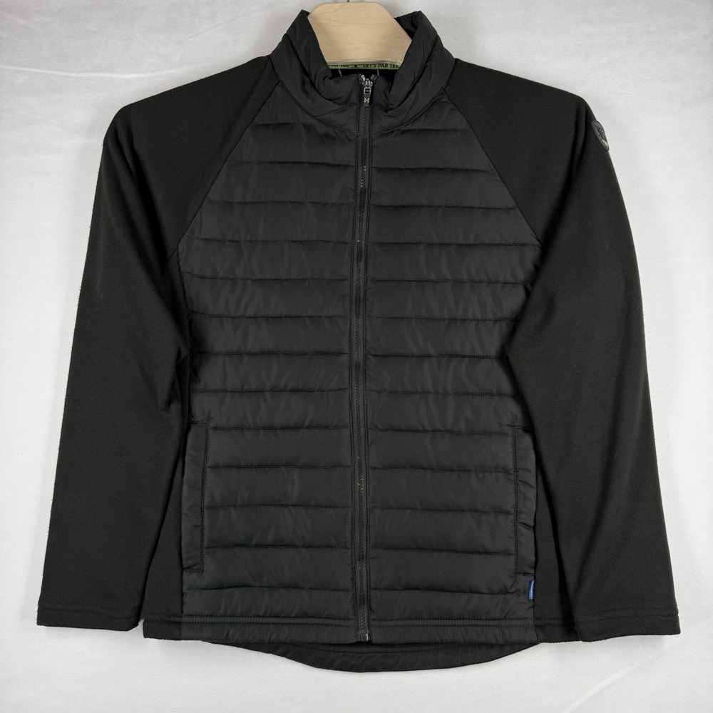 Hawke & Co Men L Black Hybrid Golf Jacket Quilted Puffer Full Zip Performance